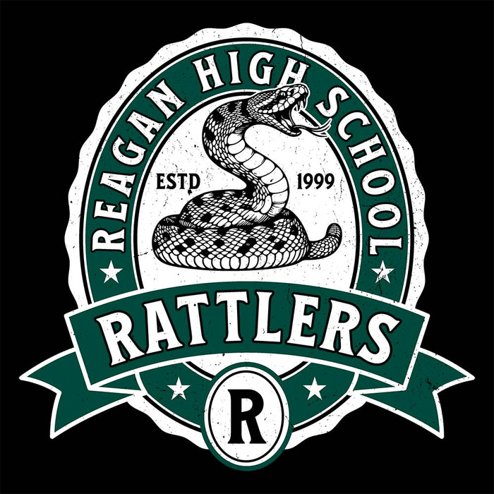 Close-up view of Reagan High School Rattlers Black Classic Unisex T-shirt 212