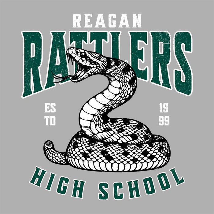 Close-up view of Reagan High School Rattlers Grey Classic Unisex T-shirt 215