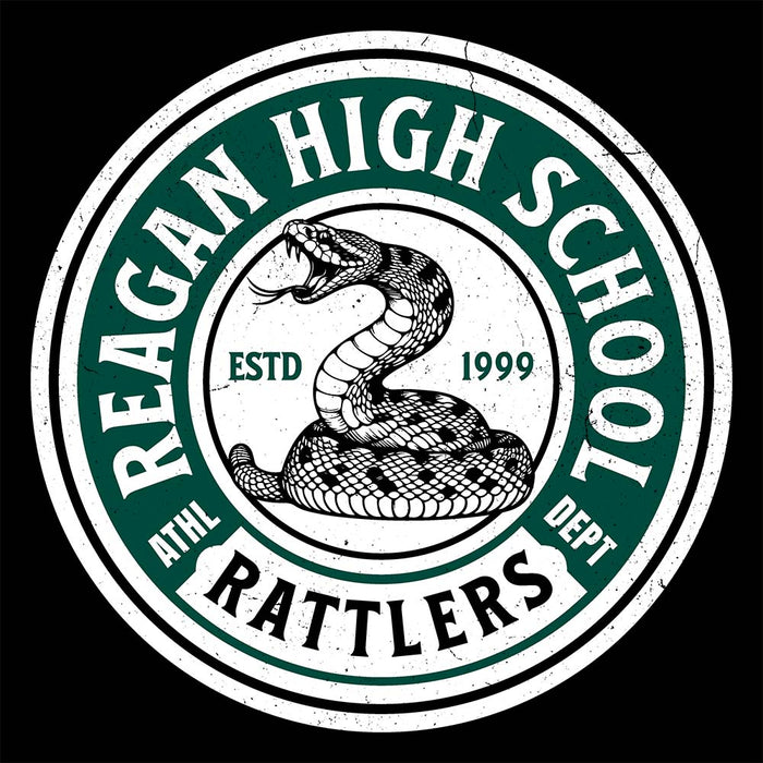 Close-up view of Reagan High School Rattlers Black Classic Unisex T-shirt 220