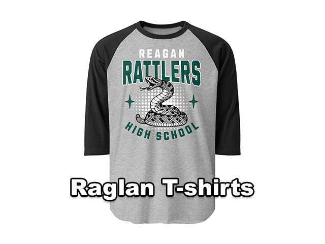 Reagan High School Rattlers Raglan t-shirts 1b