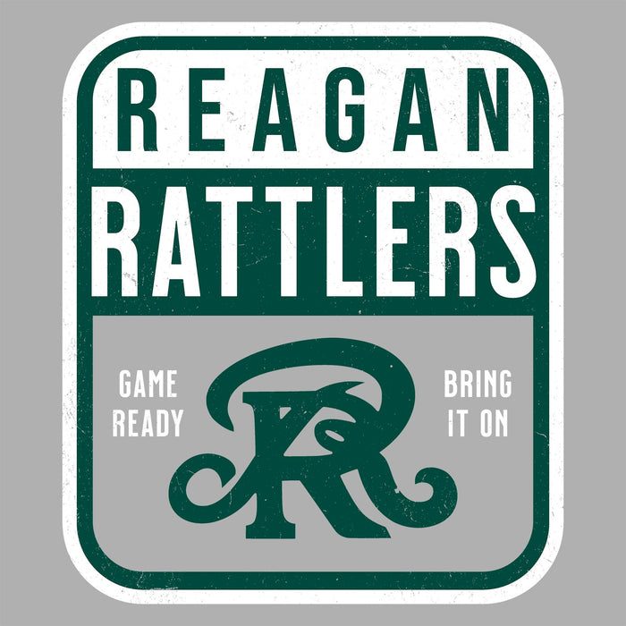 Sign with 'Reagan Rattlers' text and logo on a gray background - classic t-shirt design 001