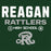 Green background with 'Reagan Rattlers High School' text and logo. - classic t-shirt design 003
