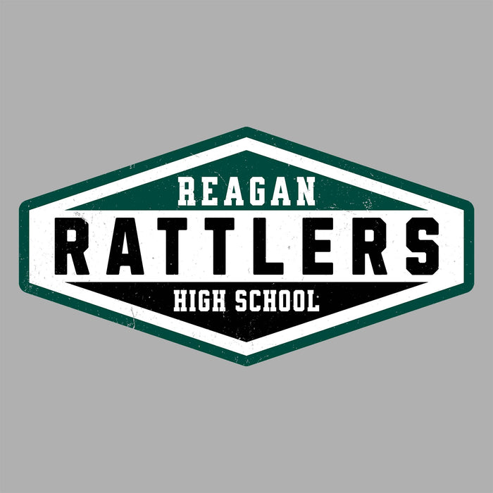 Close-up view of Reagan High School Rattlers Women's Grey SoftStyle T-shirt 009