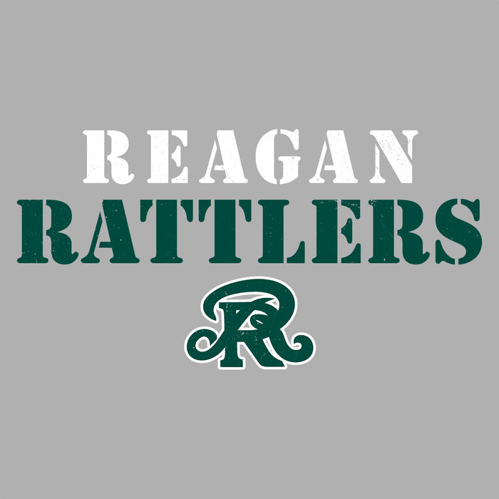 Text 'REAGAN RATTLERS' with a logo on a gray background - classic t-shirt design 017