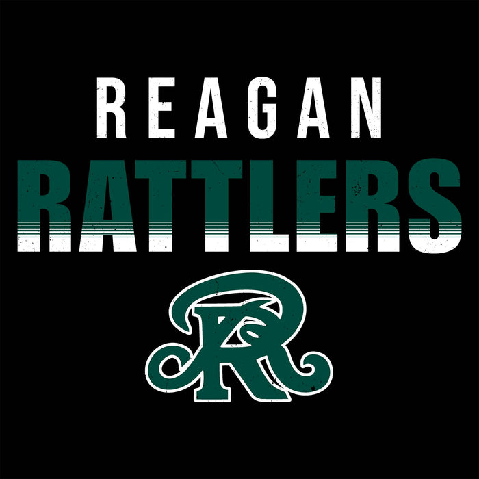 Reagan Rattlers logo with gradient text on a black background - classic t-shirt design 024