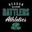 Close-up view of Reagan High School Rattlers Unisex 3/4 sleeve Raglan T-shirt 034