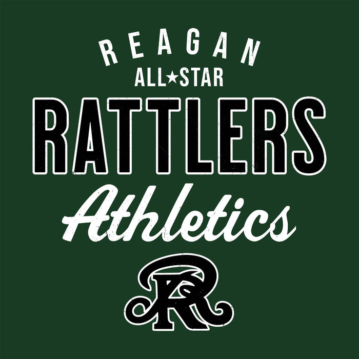Text and logo of Reagan All-Star Rattlers Athletics on a green background - Classic t-shirt design 034