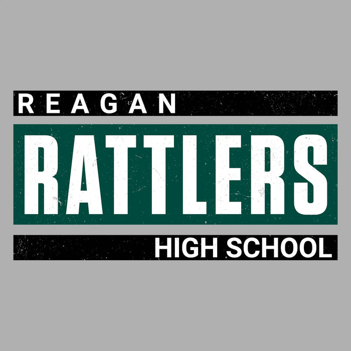 Reagan Rattlers High School logo on a gray background -classic t-shirt design 098