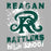 Close-up view of Reagan High School Rattlers Women's Grey SoftStyle T-shirt 205