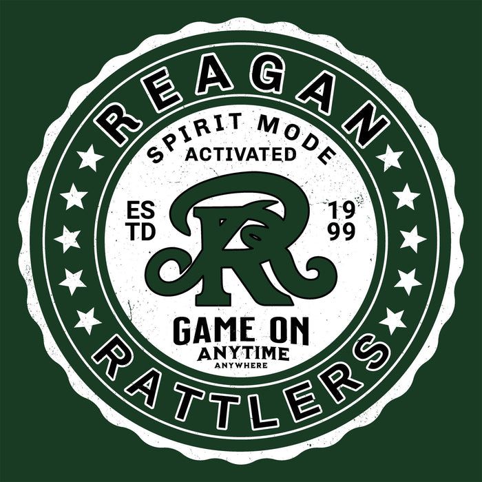 Close-up view of Reagan High School Rattlers Forest Green Classic Unisex T-shirt 216