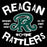 Close-up view of Reagan High School Rattlers Unisex 3/4 sleeve Raglan T-shirt 228
