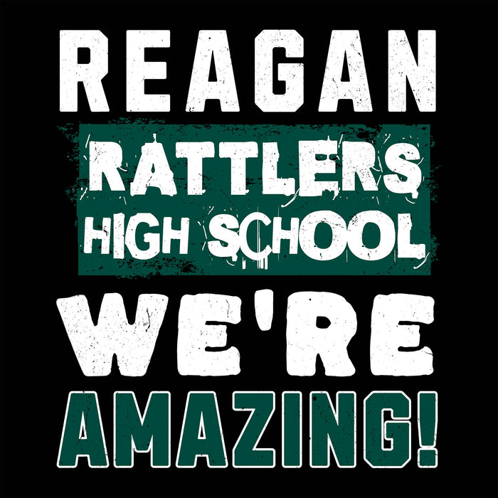 Close-up view of Reagan High School Rattlers Women's Black SoftStyle T-shirt 231