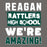 Text on a gray background with 'Reagan Rattlers High School We're Amazing!' in white and green. - classic t-shirt design 231