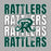 Close-up view of Reagan High School Rattlers Unisex 3/4 sleeve Raglan T-shirt 233