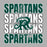 Repetition of 'SPARTANS' text with a logo on a gray background - Reagan High School classic t-shirt design 233