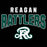 Close-up view of Reagan High School Rattlers Women's Black SoftStyle T-shirt 234