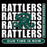 Close-up view of Reagan High School Rattlers Women's Black SoftStyle T-shirt 235