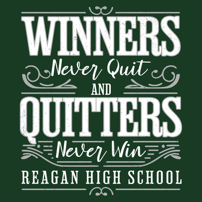 Close-up view of Reagan High School Rattlers Forest Green Classic Unisex T-shirt 237
