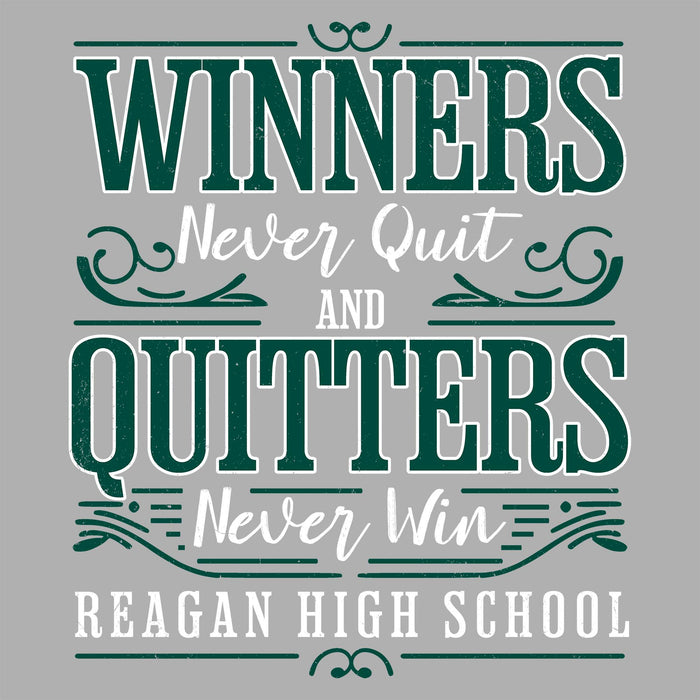 Close-up view of Reagan High School Rattlers Unisex 3/4 sleeve Raglan T-shirt 237