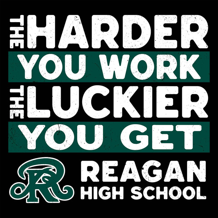 Close-up view of Reagan High School Rattlers Women's Black SoftStyle T-shirt 238