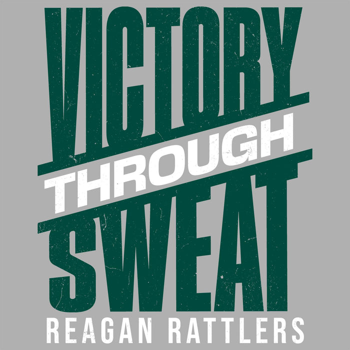 Motivational quote 'Victory Through Sweat' with 'Reagan Rattlers' on a gray background - classic t-shirt design 241