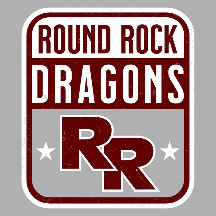 Close-up view of Round Rock High School Dragons Grey Classic Unisex T-shirt 001