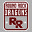 Close-up view of Round Rock High School Dragons Unisex 3/4 sleeve Raglan T-shirt 001