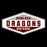A distressed hexagonal school emblem reading 'ROUND ROCK DRAGONS HIGH SCHOOL' in red and white on a black background.