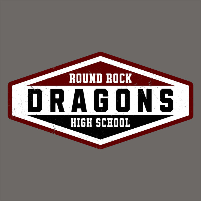 Close-up view of Round Rock High School Dragons Dark Grey Classic Unisex T-shirt 009