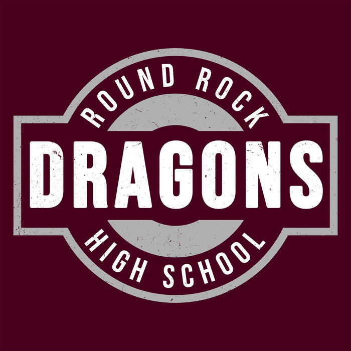 Close-up view of Round Rock High School Dragons Maroon Classic Unisex T-shirt 011