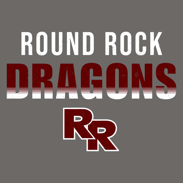 Close-up view of Round Rock High School Dragons Dark Grey Classic Unisex T-shirt 024