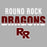 Close-up view of Round Rock High School Dragons Women's Grey SoftStyle T-shirt 024