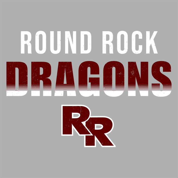 Close-up view of Round Rock High School Dragons Women's Grey SoftStyle T-shirt 024