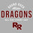 Close-up view of Round Rock High School Dragons Unisex 3/4 sleeve Raglan T-shirt 040