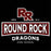 Round Rock Dragons High School logo featuring a stylized 'RR' emblem and the words 'ROUND ROCK DRAGONS HIGH SCHOOL' in white and maroon on a black background.