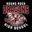 Close-up view of Round Rock High School Dragons Women's Black SoftStyle T-shirt 204