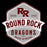 A vintage-style shield logo reading 'Round Rock Dragons High School' with a large 'RR' mark and 'Estd 1913' on a black background.