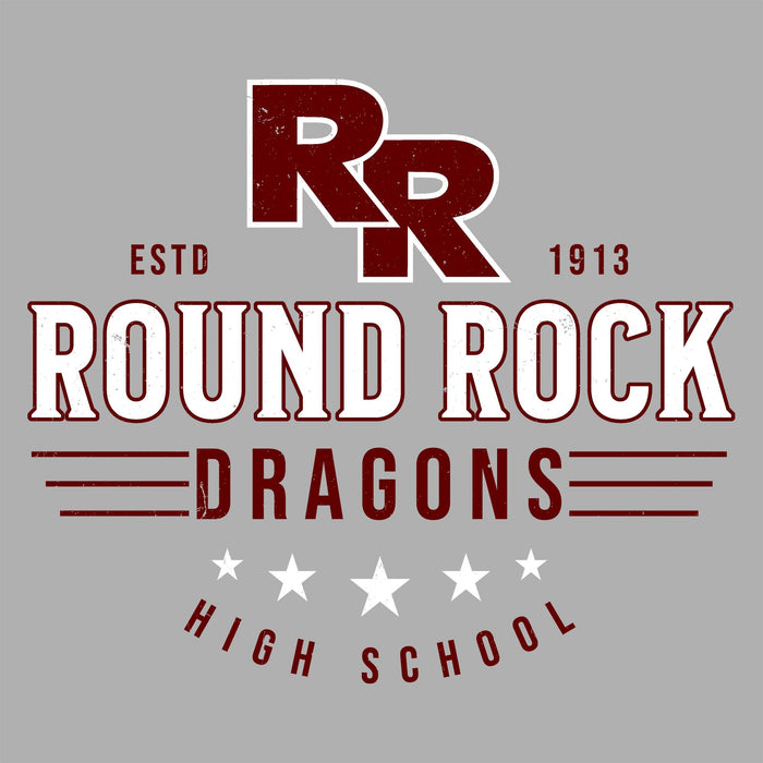 Close-up view of Round Rock High School Dragons Grey Classic Unisex T-shirt 217