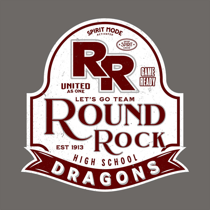 Close-up view of Round Rock High School Dragons Dark Grey Classic Unisex T-shirt 219