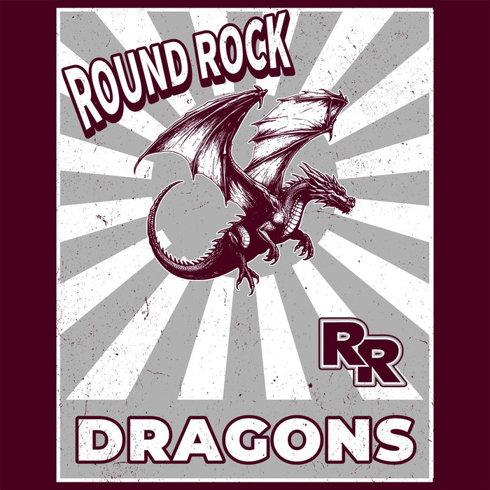 Close-up view of Round Rock High School Dragons Maroon Classic Unisex T-shirt 226