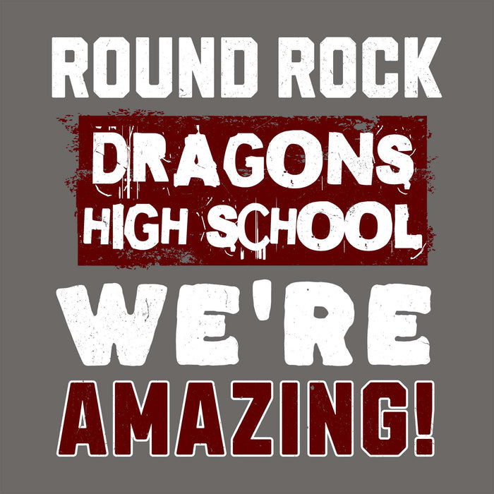 Close-up view of Round Rock High School Dragons Dark Grey Classic Unisex T-shirt 231