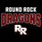 Round Rock Dragons graphic design featuring the words 'ROUND ROCK DRAGONS' and an 'RR' monogram on a solid black background.