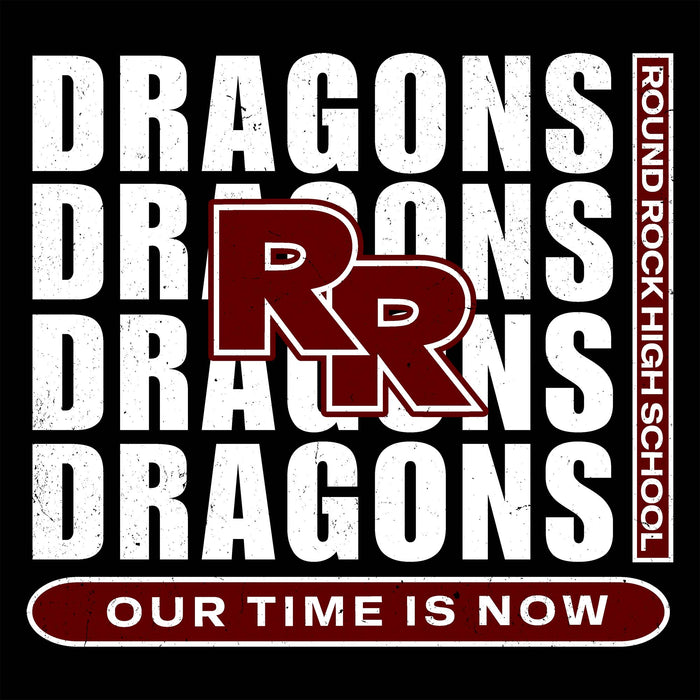 Close-up view of Round Rock High School Dragons Women's Black SoftStyle T-shirt 235