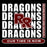A square graphic design featuring the word 'DRAGONS' repeated vertically in distressed white block letters on a black background, with a large maroon-and-white 'RR' monogram centered over the text. A vertical label reads 'ROUND ROCK HIGH SCHOOL,' and a rounded bar at the bottom says 'OUR TIME IS NOW.