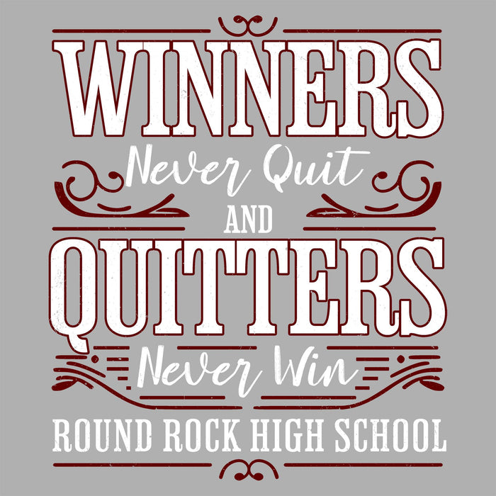 Close-up view of Round Rock High School Dragons Women's Grey SoftStyle T-shirt 237