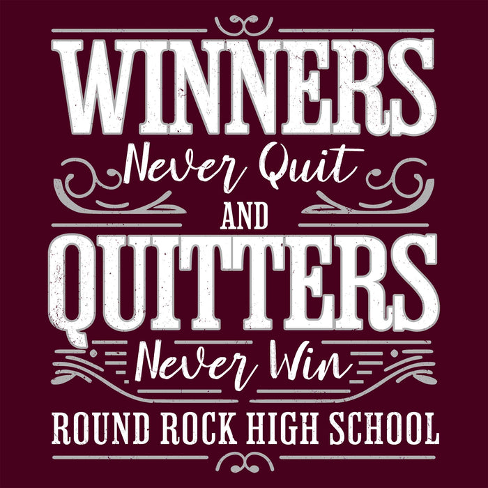 Close-up view of Round Rock High School Dragons Maroon Classic Unisex T-shirt 237