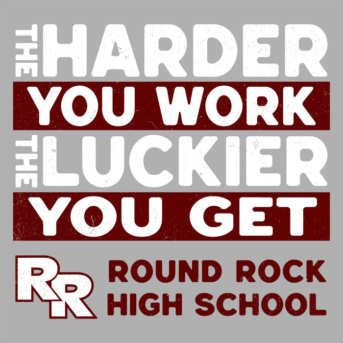 Close-up view of Round Rock High School Dragons Women's Grey SoftStyle T-shirt 238