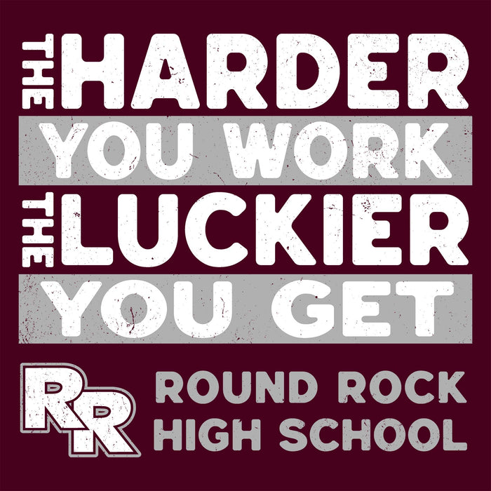 Close-up view of Round Rock High School Dragons Maroon Classic Unisex T-shirt 238