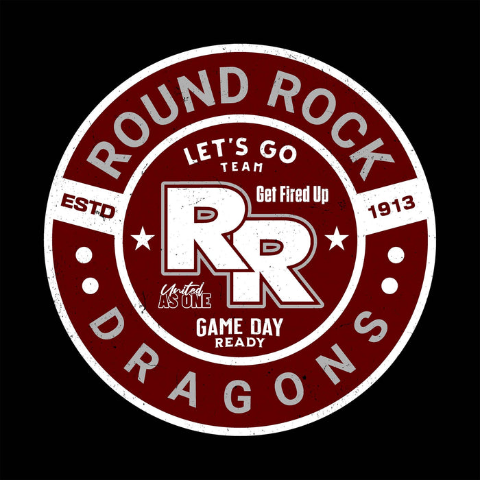 Close-up view of Round Rock High School Dragons Black Classic Unisex T-shirt 239