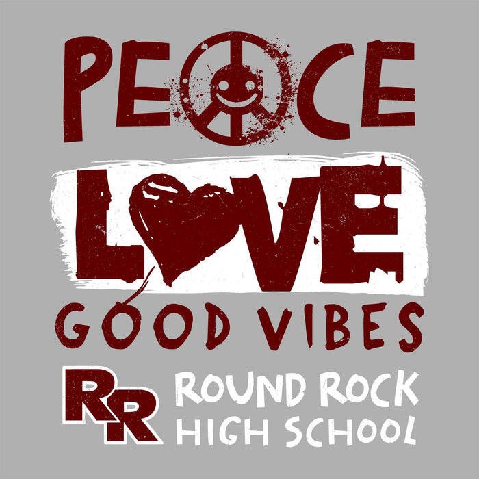 Close-up view of Round Rock High School Dragons Unisex 3/4 sleeve Raglan T-shirt 240